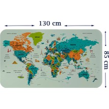 Türkçe Eğitici Ülke ve Başkent Detaylı Atlası Dünya Haritası Duvar STICKER-85X130-3855
