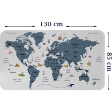 Türkçe Eğitici Ülke ve Başkent Detaylı Atlası Dünya Haritası Duvar STICKER-85X130-3832