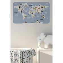 Eğitici Dünya Haritası Dünya Atlası Çocuk ve Bebek Odası Duvar STICKER-60X105-3789