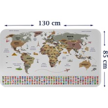 Türkçe Ülke Bayrak Lı Eğitici Başkent Detaylı Atlası Dünya Haritası Duvar STICKER-85X130-3862