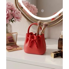 Aplus design Moda Çanta Tasarımlı Silikon Makyaj Fırçası Düzenleyici ve Masa Üstü Organizer - Kırmızı