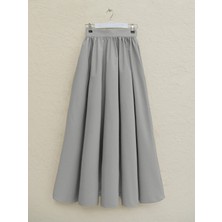 Moda Morfo Cepli Pliseli Bondit Etek   -Gri