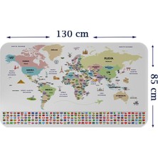 Türkçe Ülke Bayrak Lı Eğitici Başkent Detaylı Atlası Dünya Haritası Duvar STICKER-85X130-3859