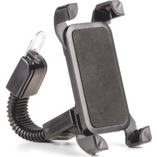 Hepu HP-A18 Motosiklet Dikiz Aynası Telefon Tutucu Yaylı Kavrama Esnek Boyun 360° Dönebilir Başlık