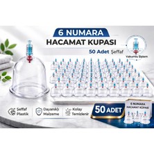 Paxteks 6 Numara Hacamat Kupası 50 Adet Vakumlu Kupa Bardak Dayanıklı Plastik Manuel Hacamat Kabı