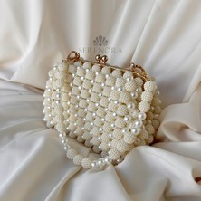 Serenora Kadın Beyaz Incili Abiye El Çantası - Düğün ve Davet