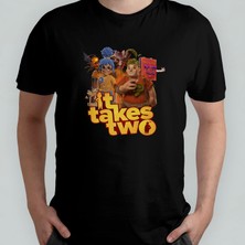 Pixxa It Takes Two Unisex %100 Pamuklu Bisiklet Yaka T-Shirt Model 2