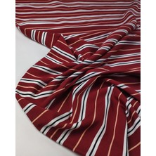 Kumaş Parça Bordo Beyaz Çizgili Pamuklu Kumaşen: 150  cm