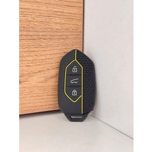 Togg T10X T10F Smart 3 Düğmeli Petek Desenli Anahtar Kumanda Koruma Kılıfı – Siyah Mavi-Kırmızı-Sarı