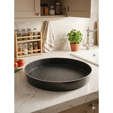 Abnturk Yuvarlak Granit Kaplama Derin Fırın Tepsisi.(40 Cm) Yanmaz Yapışmaz Yüzey. Kolay Temizlenir.