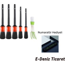 E-Deniz Ticaret 5+1 Detaylı Araç Oto Temizlik Bakım Fırça Seti + Numaratör Hediyeli