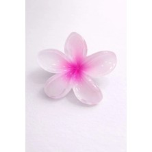 Nati Co Plumeria Model Beyaz Pembe Şeffaf Lotus Çiçek Kadın Saç Tokası (8cm)
