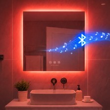 Digital Hayat Kare LED Bluetooth Hoparlörlü Dekoratif Akıllı Banyo Aynası – Dokunmatik Buğu Önleyici