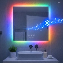Digital Hayat Kare LED Bluetooth Hoparlörlü Dekoratif Akıllı Banyo Aynası – Dokunmatik Buğu Önleyici