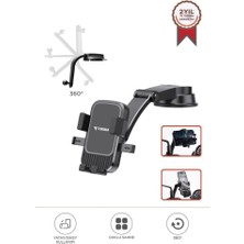 Alia Fabrik Araç Içi Telefon Tutucu Vantuzlu 360° Dönebilen Teleskopik Kol Dashboard Cam Uyumlu Universal