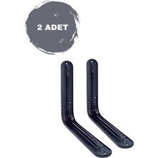 Gümüş Raf Altı Ayak Raf Tutucu L Demir 12X14 cm Siyah Montaj Aparatı (2 Adet)