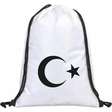 Hero Tasarım Ay Yıldız Türk Bayrağı - Ipli Spor Sırt Çantası - Günlük - Okul 35*45CM One Size | HR1032