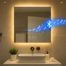 Digital Hayat Kare LED Bluetooth Hoparlörlü Dekoratif Akıllı Banyo Aynası – Dokunmatik Buğu Önleyici