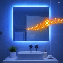 Digital Hayat Kare LED Bluetooth Hoparlörlü Dekoratif Akıllı Banyo Aynası – Dokunmatik Buğu Önleyici