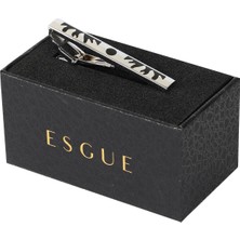 Esgue Gümüş Siyah Renk Tasarım Şık Kravat Klipsi – KM:1315