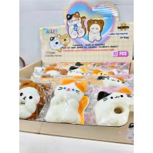 Dek Kawaii Kedi Figürlü Yumuşak Squishy Stres Oyuncağı - Sevimli Hayvan Tasarımlı 1 Adet