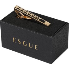 Esgue Gold Siyah Renk Oval Detaylı Şık Kravat Klipsi – KM:1259