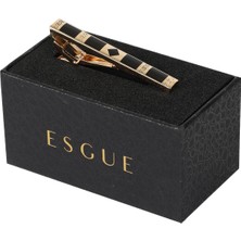 Esgue Gold Siyah Renk Geometrik Parçalı Modern Kravat Klipsi – KM:1260