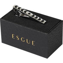 Esgue Gümüş Siyah Renk Desenli Tasarım Kravat Klipsi – KM:1313