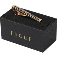 Esgue Gold Siyah Renk Antik Desenli Klasik Kravat Klipsi – KM:1258