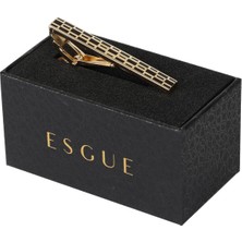 Esgue Gold Siyah Renk Çoklu Kare Desenli Kravat Klipsi – KM:1263