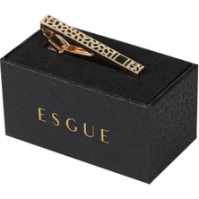 Esgue Gold Siyah Renk Nokta Desenli Modern Kravat Klipsi – KM:1267