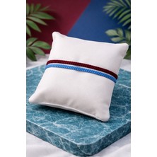 Crystal Atelier Bordo Mavi Makrome Örgü Taraftar Ikili Unisex Bileklik 16 Cm-28 cm