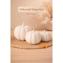 Beyra Decor Premium Beyaz Balkabağı Mum Seti 3’lü – El Yapımı Dekoratif Hediye Seti