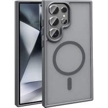 HTstore Galaxy Uyumlu S26 Ultra Kılıf M-Safe Şarj Özellikli Mat Arka Yüzey Zore Sio Kapak-Gri