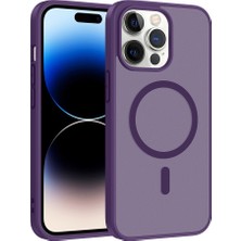 HTstore iPhone Uyumlu 14 Pro Max Kılıf M-Safe Şarj Özellikli Zore Babet Kapak-Derin Mor