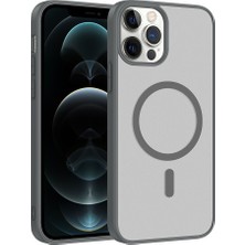 HTstore iPhone Uyumlu 12 Kılıf M-Safe Şarj Özellikli Zore Babet Kapak-Gri