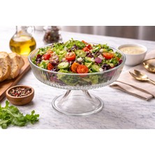 Eksen Paris 25 cm Ayaklı Cam Kase | Dik Kenarlı Şık Sunumluk & Pasta Standı