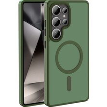 HTstore Galaxy Uyumlu S26 Ultra Kılıf M-Safe Şarj Özellikli Mat Arka Yüzey Zore Sio Kapak-Koyu Yeşil