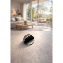 Gümüş Yarımay Yapışkanlı Kapı Kolu Stoperi Tamponu Stop Metal Durdurucu Tutucu Tutacağı Gri