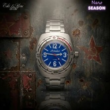 Eski Yeni Antik Vostok Amphibia Otomatik Saat Yeni Sezon – 200M Su Geçirmez Mavi Kadran Çelik Kordon