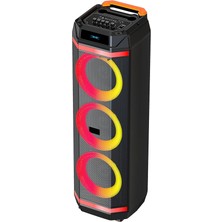 Sezy Partybox Mikrofonlu Bluetooth Hoparlör – 3×8” Hoparlör, Rgb Işık, Tws Destekli Speaker Ses Sistemi 30 W