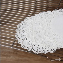 Raakmadezanmir 100 Adet Beyaz Dantel Yuvarlak Kağıt Bardak Altlığı Kullan At (100 Adet)