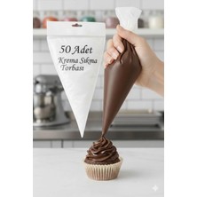 Raakmadezanmir 50 Adet Kullan At Krema Sıkma Torbası - Pasta, Kek, Krem Şanti Süsleme Poşeti (50 Adet )