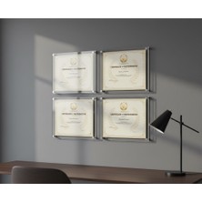 Pina Company 4'lü Ekonomik Paket A4 Pleksi Duvar Sertifika Çerçevesi - Şeffaf Vidalı Diploma ve Duyuru Panosu Seti
