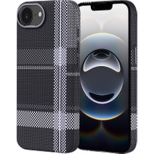 HTstore iPhone Uyumlu 17E Kılıf M-Safe Şarj Özellikli Karbon Fiber Görünümlü Zore Nekst Kapak-Gri-Siyah