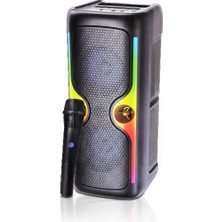 Sezy Bluetooth Hoparlör 2 x 4" | Fm Radyo | Rgb'li Mikrofonlu Hoparlör