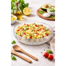 Eksen Elena Desenli Cam Kase 26 cm | 6 cm Derinlik Şık Salata & Sunum Kasesi