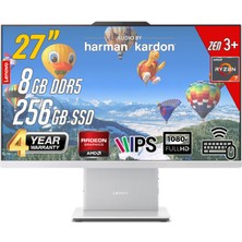 Lenovo Ideacentre 27ARR9 Amd Ryzen 7-7735HS 8gb 256GB 27 Fhd Freedos Beyaz All In One Bilgisayar