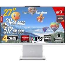 Lenovo Ideacentre 27ARR9 Amd Ryzen 7-7735HS 24GB 512GB 27 Fhd Freedos Beyaz All In One Bilgisayar
