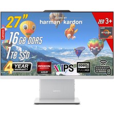 Lenovo Ideacentre 27ARR9 Amd Ryzen 7-7735HS 16GB 1tb 27 Fhd Freedos Beyaz All In One Bilgisayar